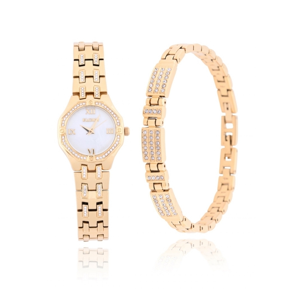 Elgin Female Wristwatch and Matching Bracelet Set